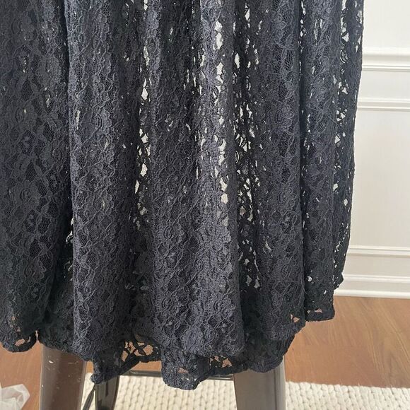 Vintage Express Tricot Sheer Black Lace Midi Skirt S - Picture 3 of 8
